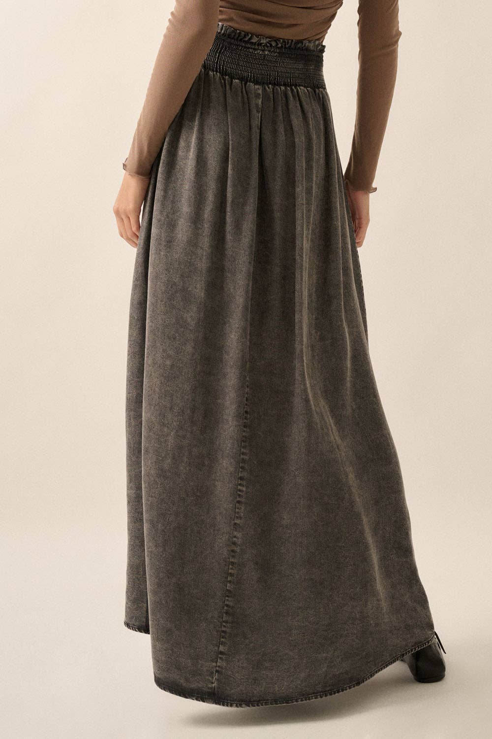 Acid-Washed Maxi Skirt