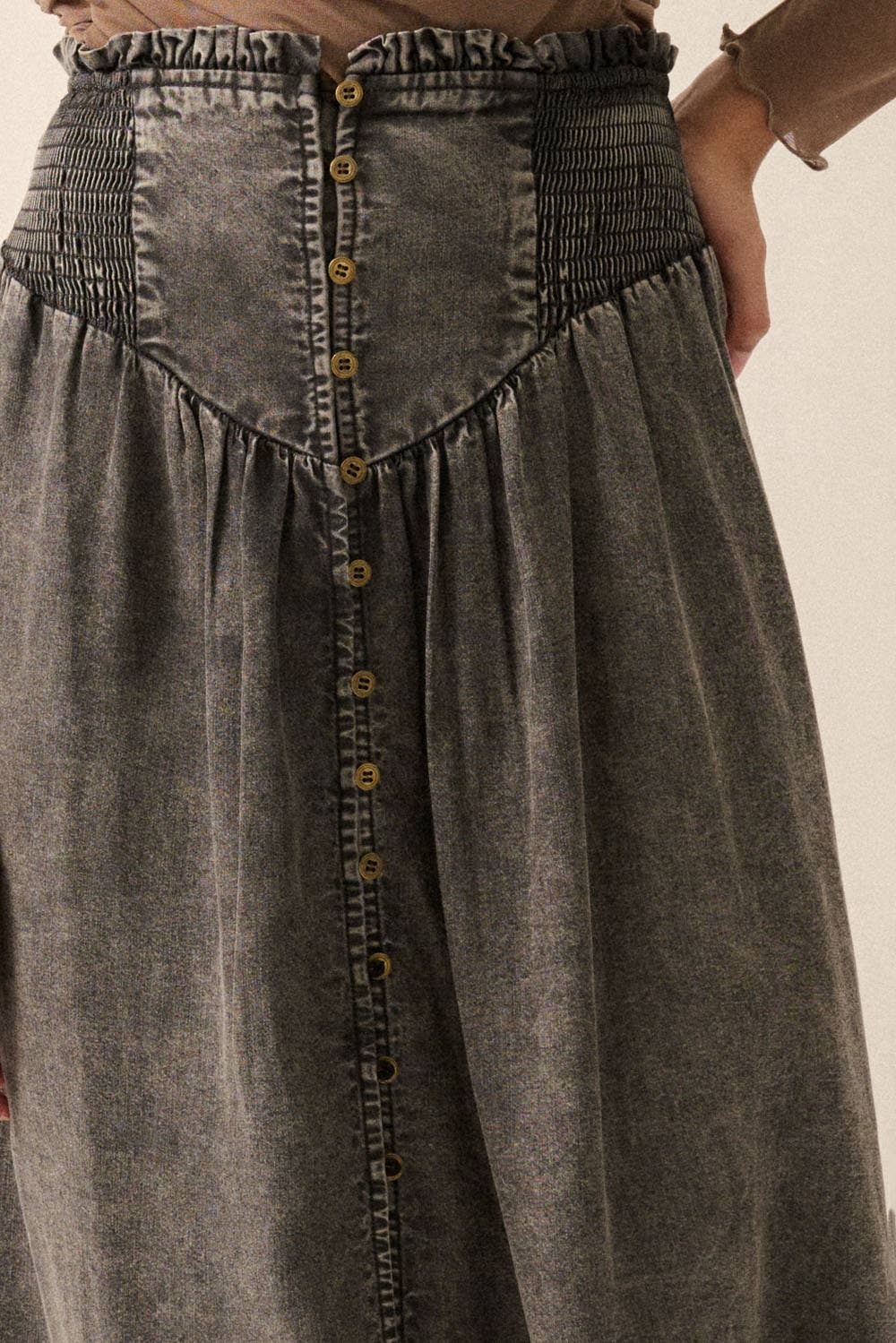 Acid-Washed Maxi Skirt